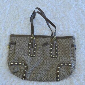 Coach Signature Soho Canvas Leather Trim Gold Studded  K0771-F11532